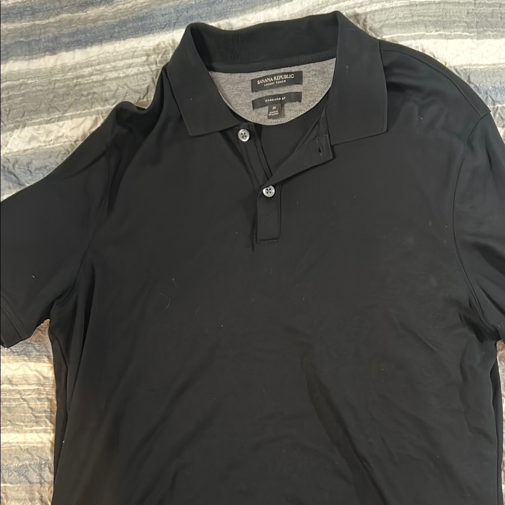 Banana Republic Black Polo Shirt Classic Knit